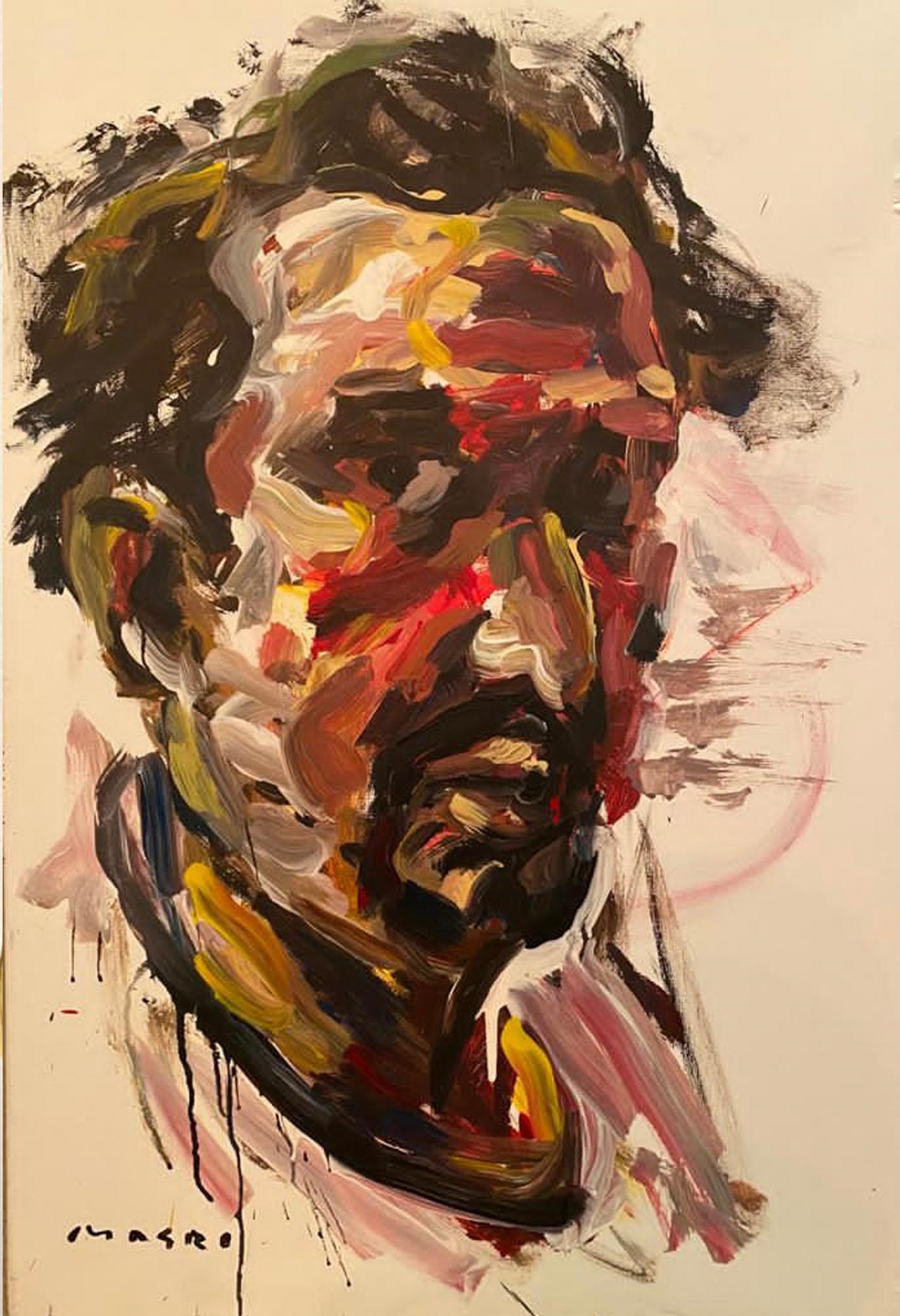Masri Hayssam Figurative Painting - Untitled - Self Portrait  Contemporary Oil On Canvas By Masri