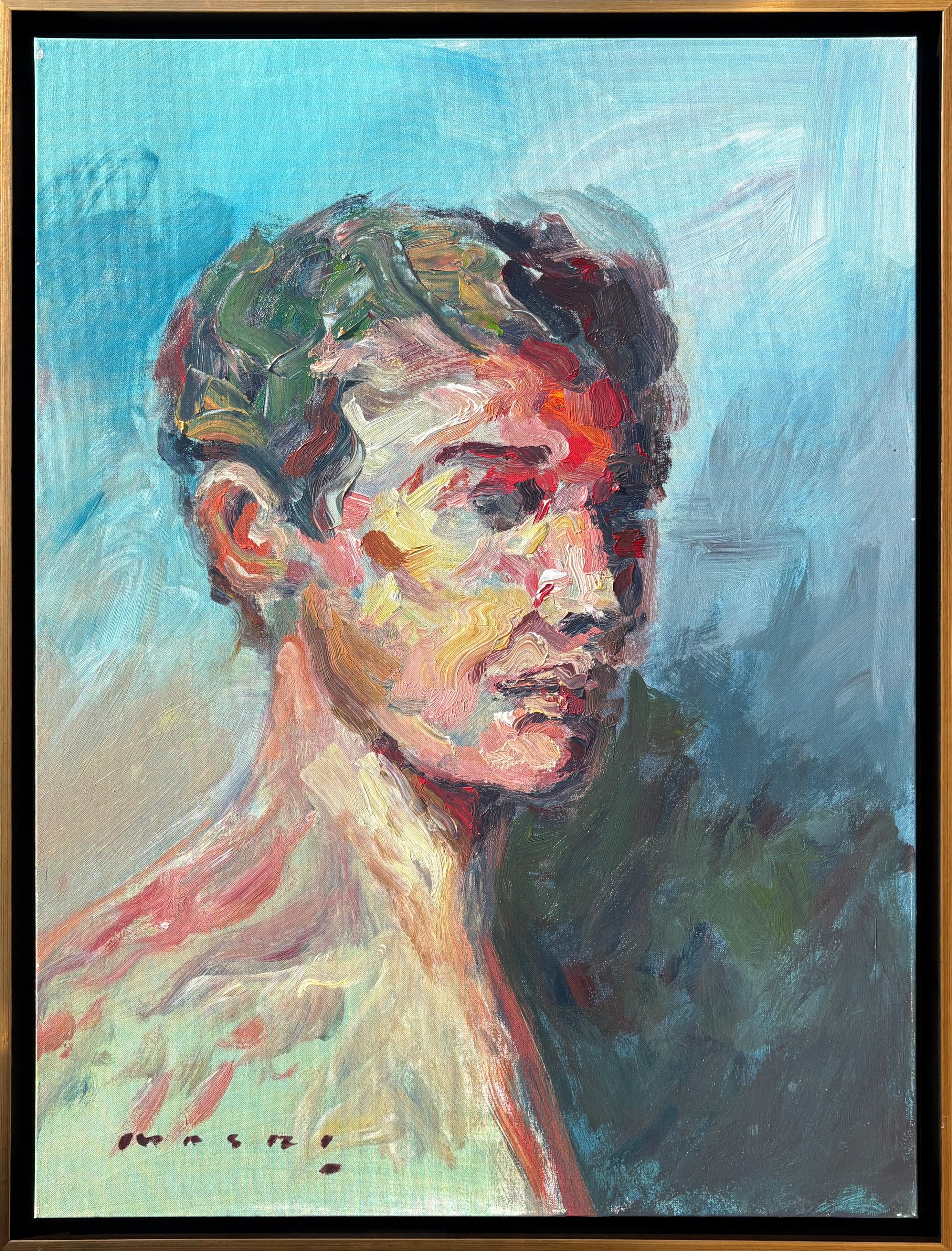 "Sans titre" - Peinture expressionniste masculine aux couleurs vives