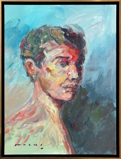 "Untitled" - Striking Colorful Emotional Expressionist Male Portrait Painting