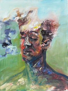 "Verdure in Mist" by Masri - Bare Hand Male Portrait in Green and Earth Tones