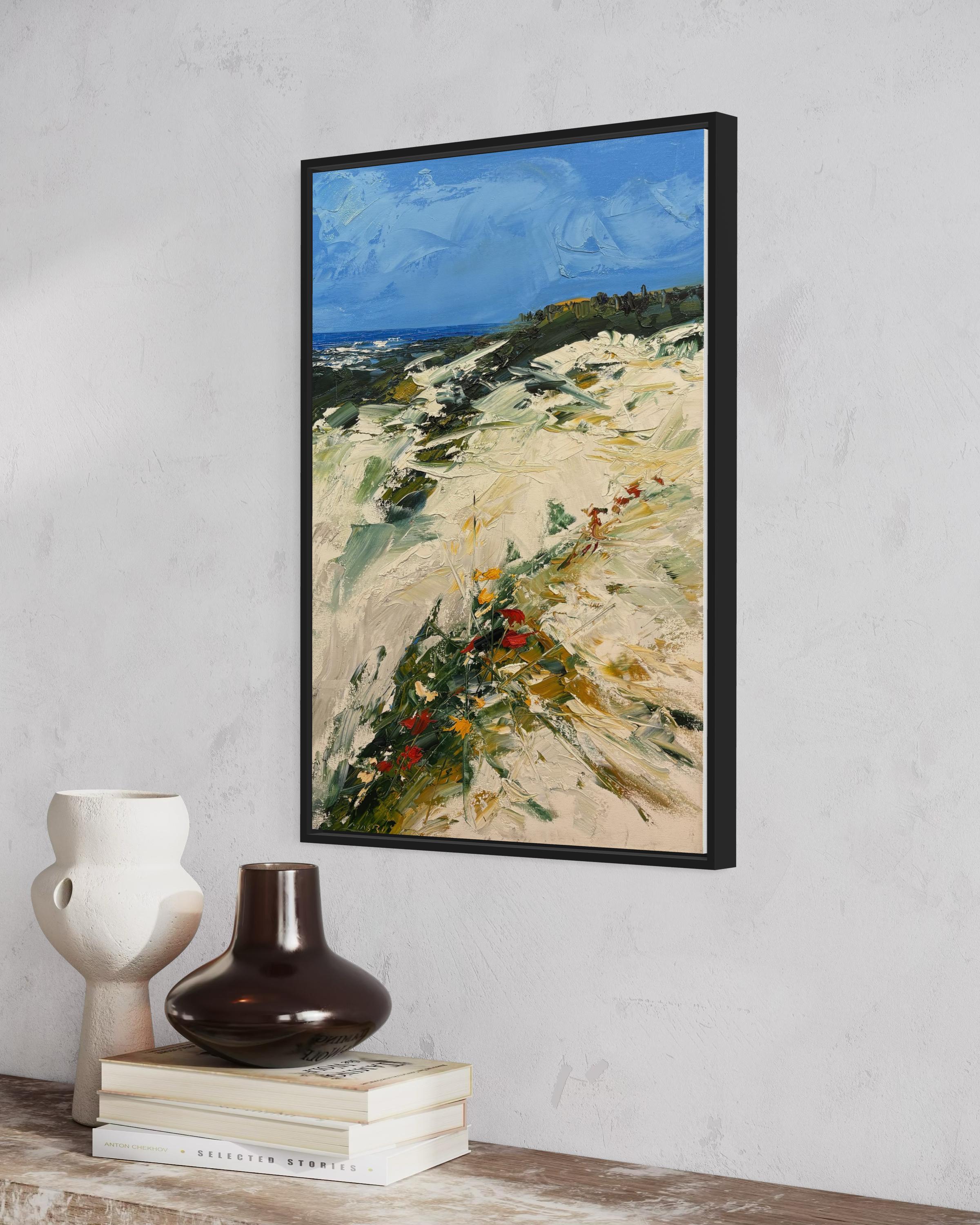 „White Sand By The Ocean“ Zeitgenössische, abstrakte Landschaft von Masri im Angebot 2