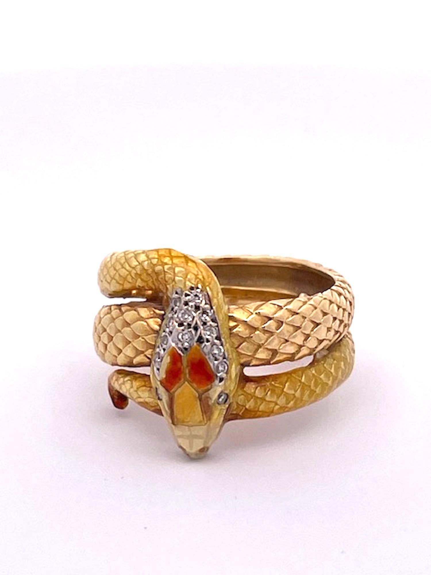 Masriera 18K Enamel Snake Ring For Sale 4