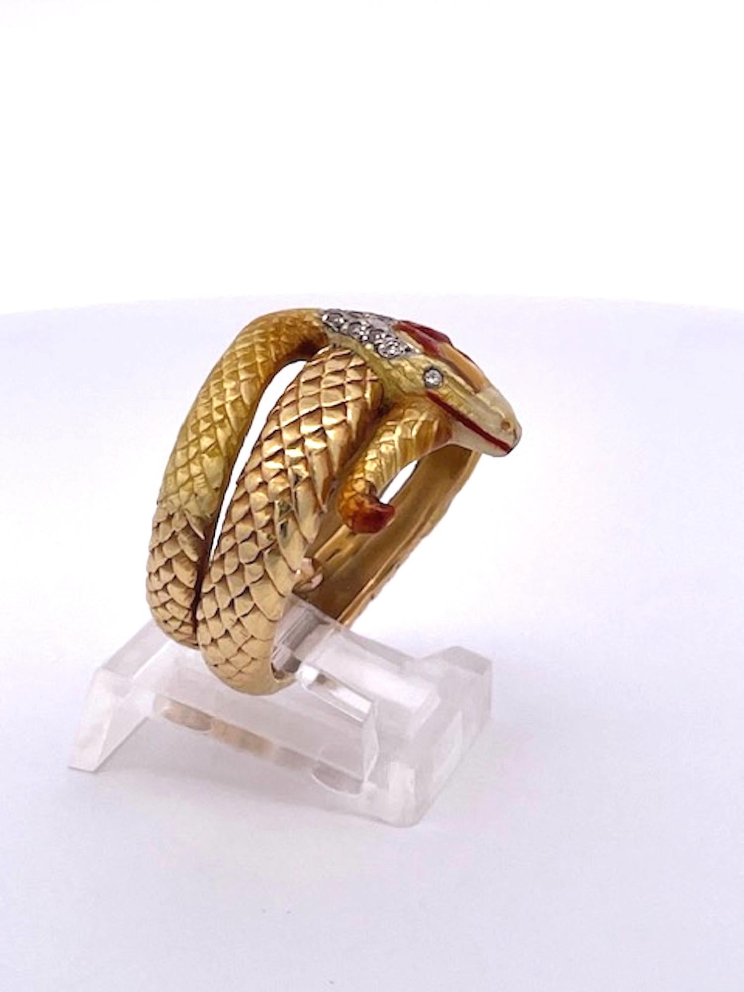 Masriera 18K Enamel Snake Ring For Sale 1