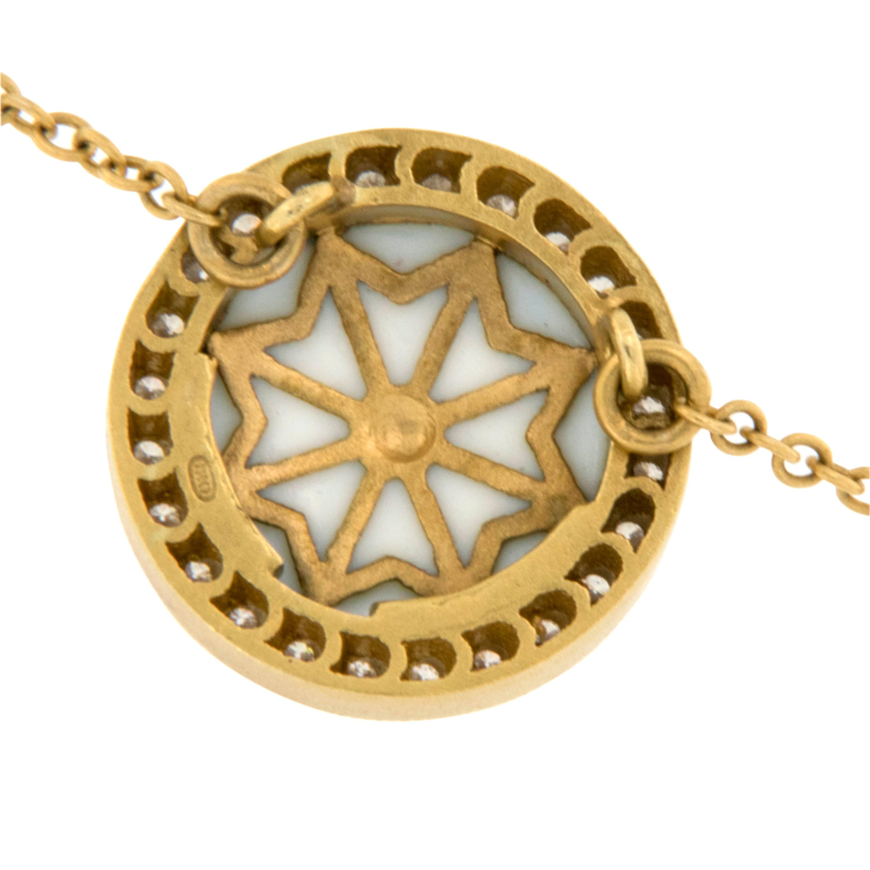 Art Nouveau Masriera 18K Yellow Gold Diamond Magic Flower Plique a Jour Enamel Necklace
