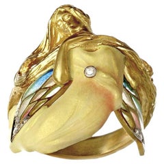Antique Masriera 18K Yellow Gold Muse Ring