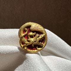 Masriera 18K Yellow Gold Red Dragon Cufflinks