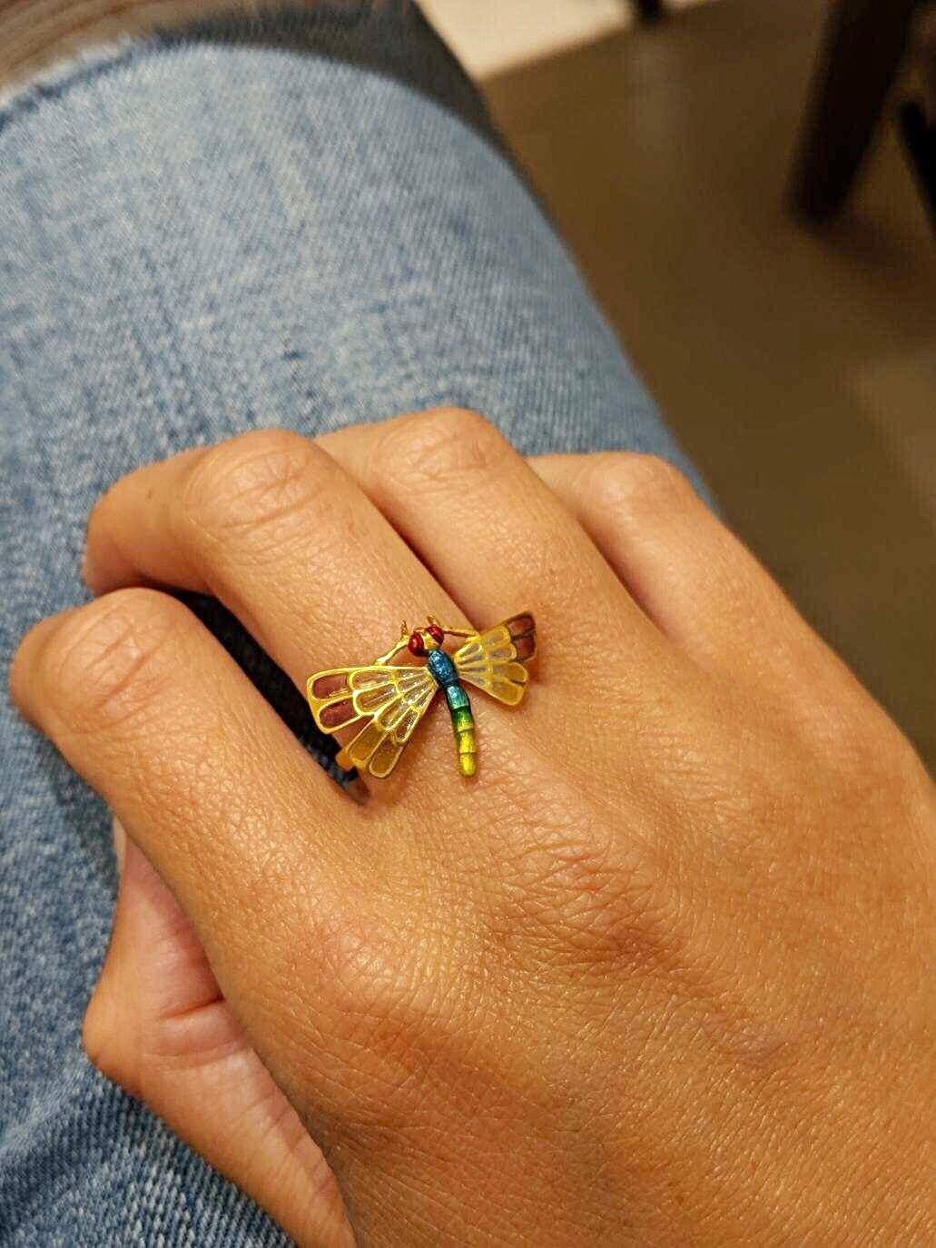 gold dragonfly ring