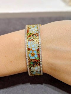 Masriera - Bracelet en or 18KT et émail Plique-a-Jour avec .94Ct. Diamants
