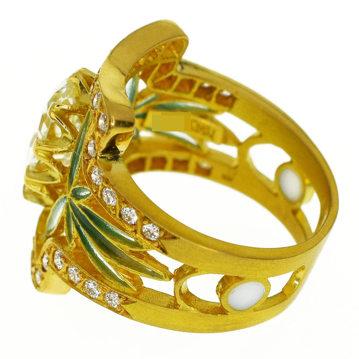 Diamante Masriera 2,29ct S to T Range-VS2 Anello in oro giallo 18K Cloisonne US 6 3/4 In condizioni buone in vendita a Tokyo, JP