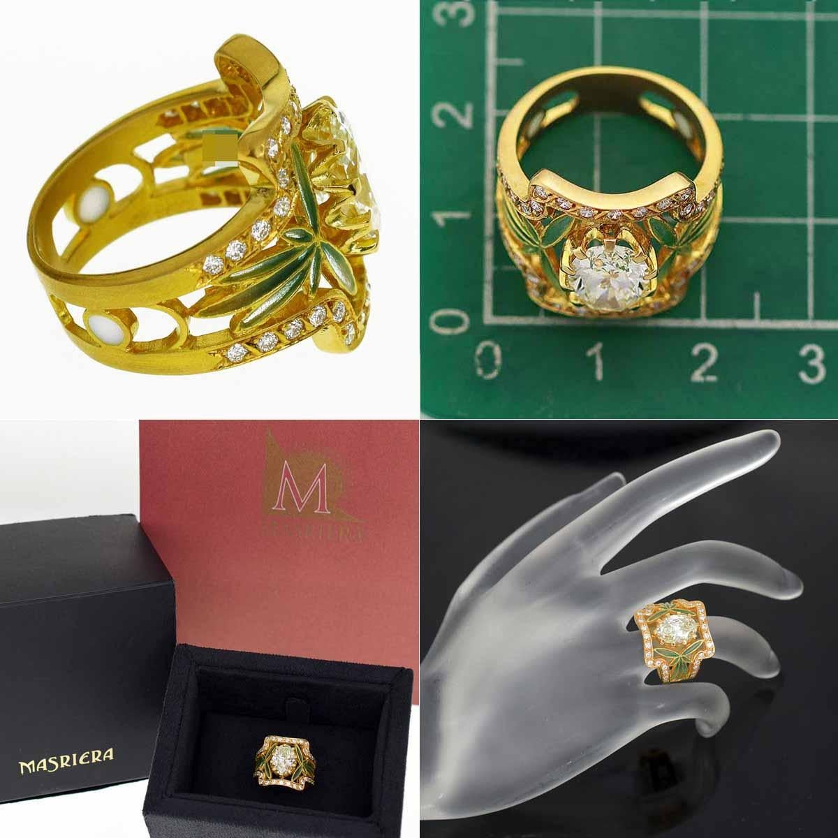 Diamante Masriera 2,29ct S to T Range-VS2 Anello in oro giallo 18K Cloisonne US 6 3/4 in vendita 2