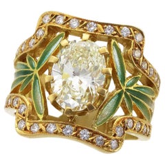 Bague Masriera de 2,29 carats S à T Range-VS2 Cloisonne en or jaune 18 carats US 6 3/4