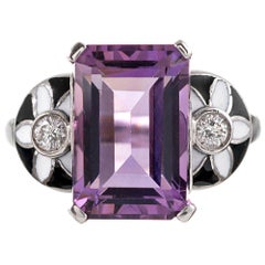 Masriera  Amethyst, Enamel and Diamond Ring