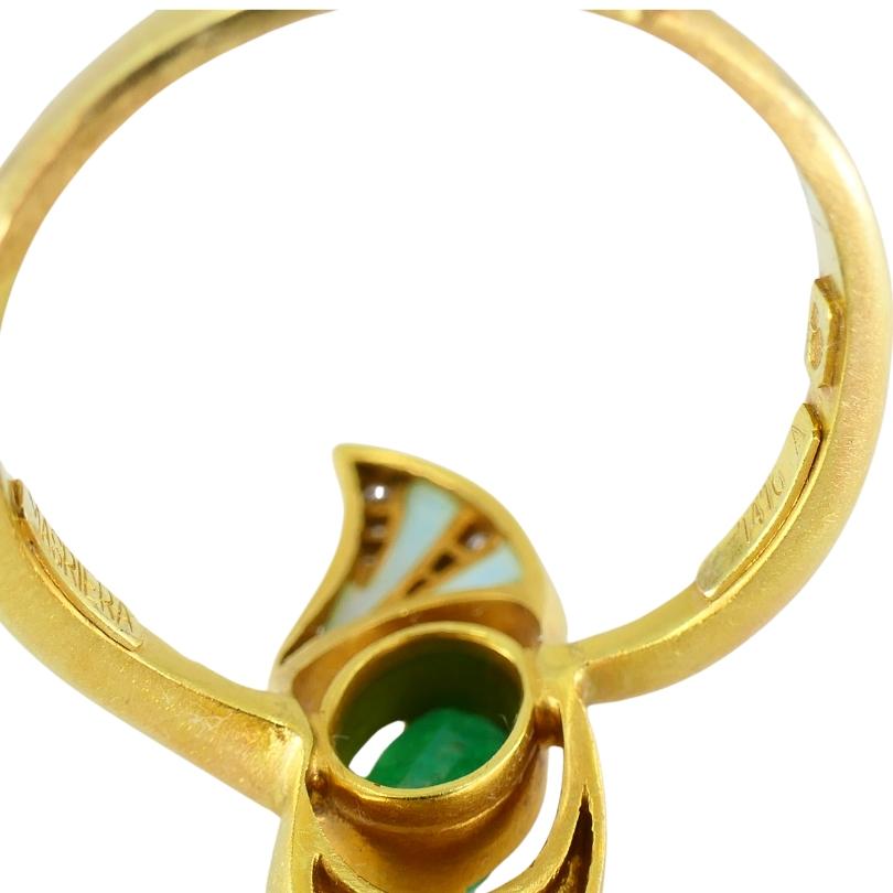 Masriera Art Nouveau Revival Ring Gold Enamel Gemstones 3
