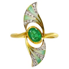 Masriera Anillo Art Nouveau Revival Oro Esmalte Piedras Preciosas