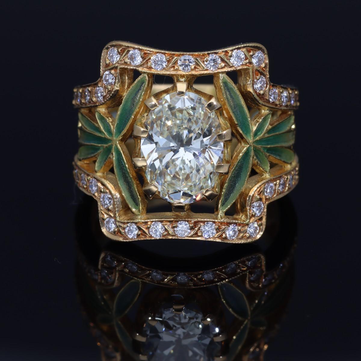 Bague Masriera de 2,29 carats S à T Range-VS2 Cloisonne en or jaune 18 carats US 6 3/4 en vente 5