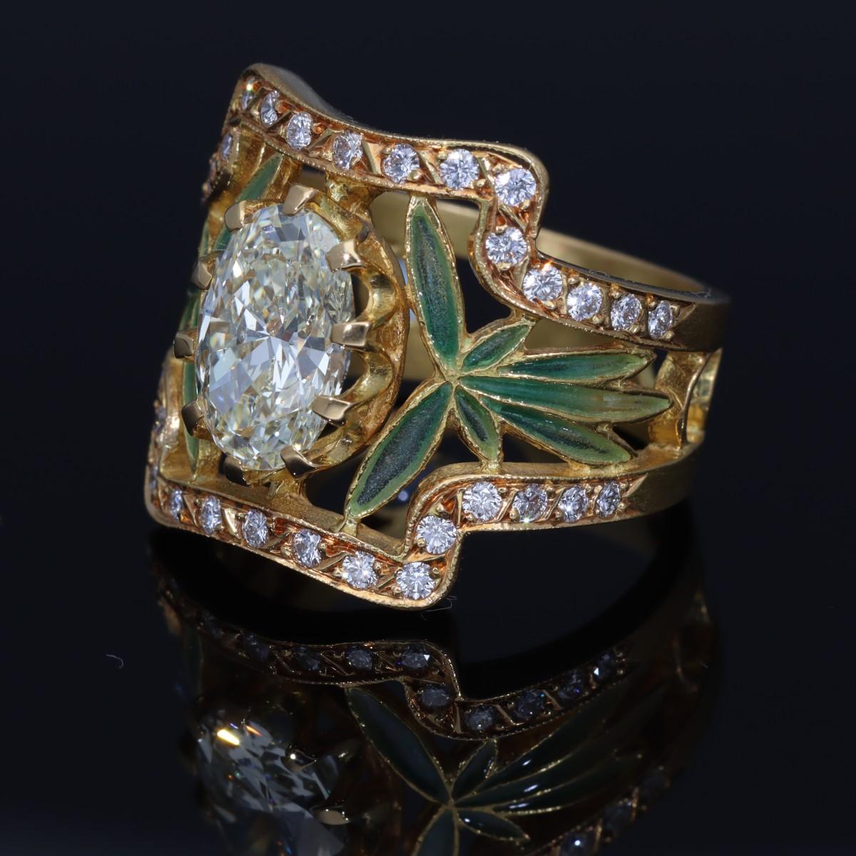 Bague Masriera de 2,29 carats S à T Range-VS2 Cloisonne en or jaune 18 carats US 6 3/4 en vente 6