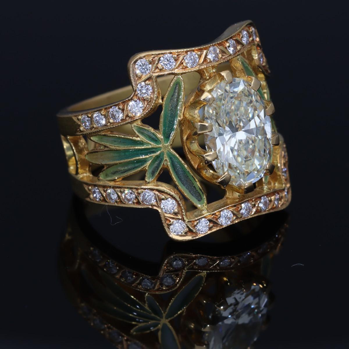 Bague Masriera de 2,29 carats S à T Range-VS2 Cloisonne en or jaune 18 carats US 6 3/4 en vente 7