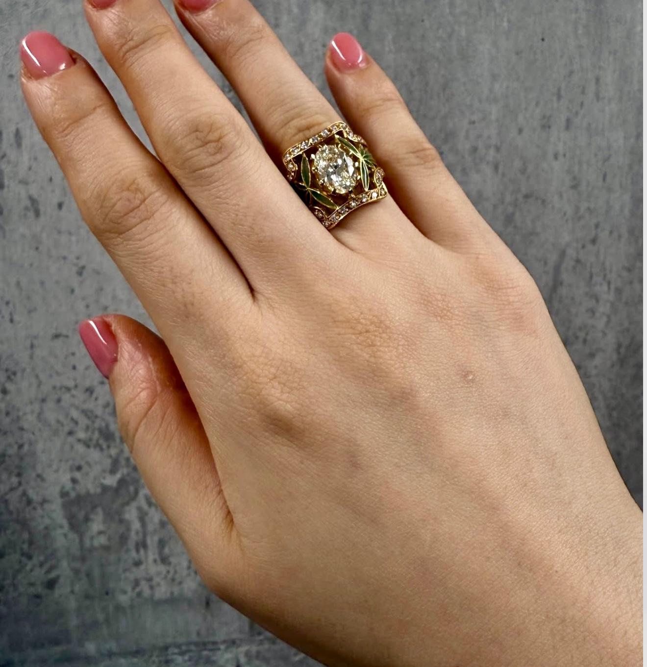 Bague Masriera de 2,29 carats S à T Range-VS2 Cloisonne en or jaune 18 carats US 6 3/4 en vente 9