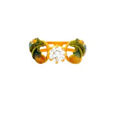 Masriera Diamant Solitär Emaille 18k Gelbgold Ring