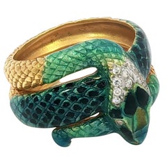 Masriera Emaille Schlange Ring 18K Gold mit Diamant Größe 7