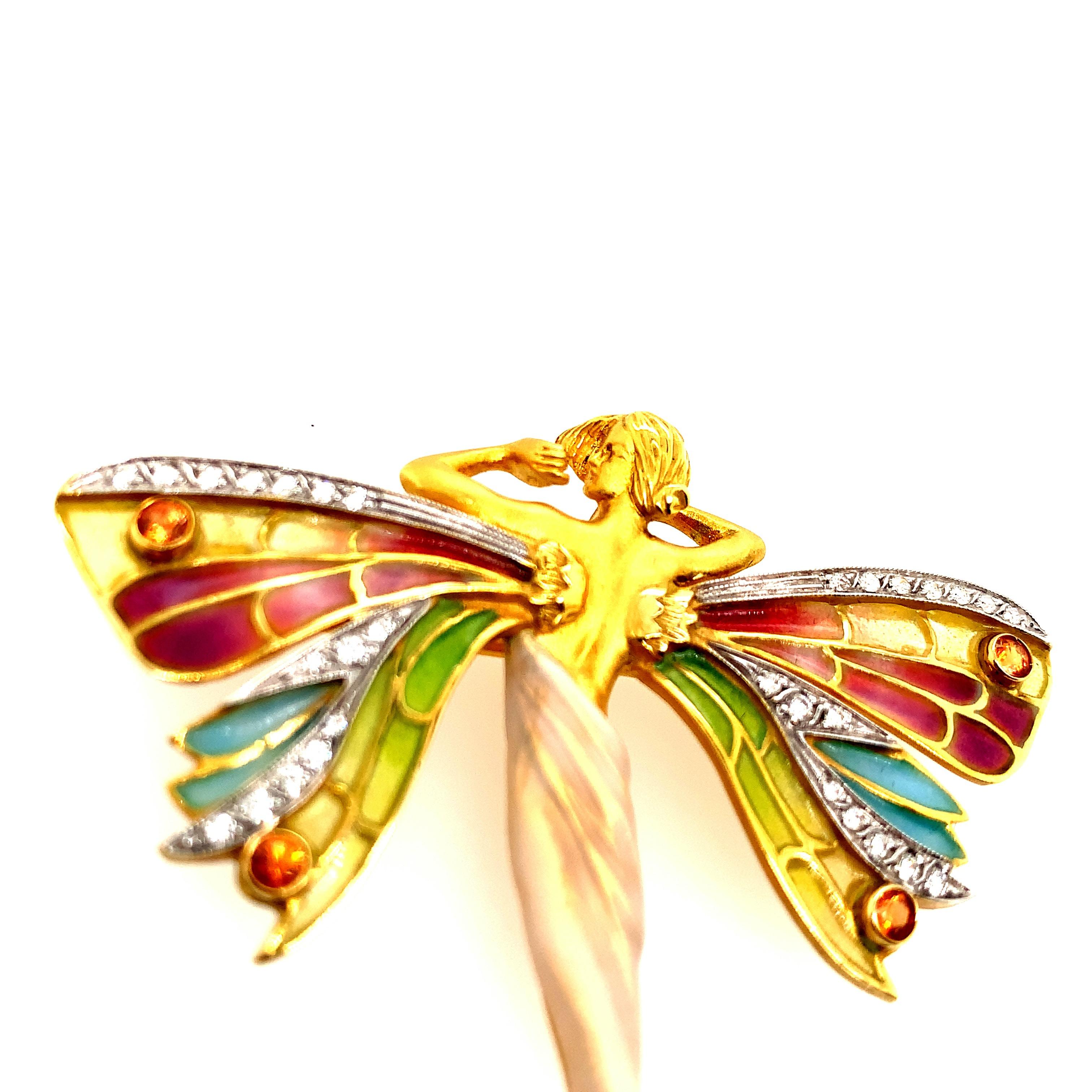 Schmetterlingsbrosche aus Nymphe von Masriera (Art nouveau) im Angebot