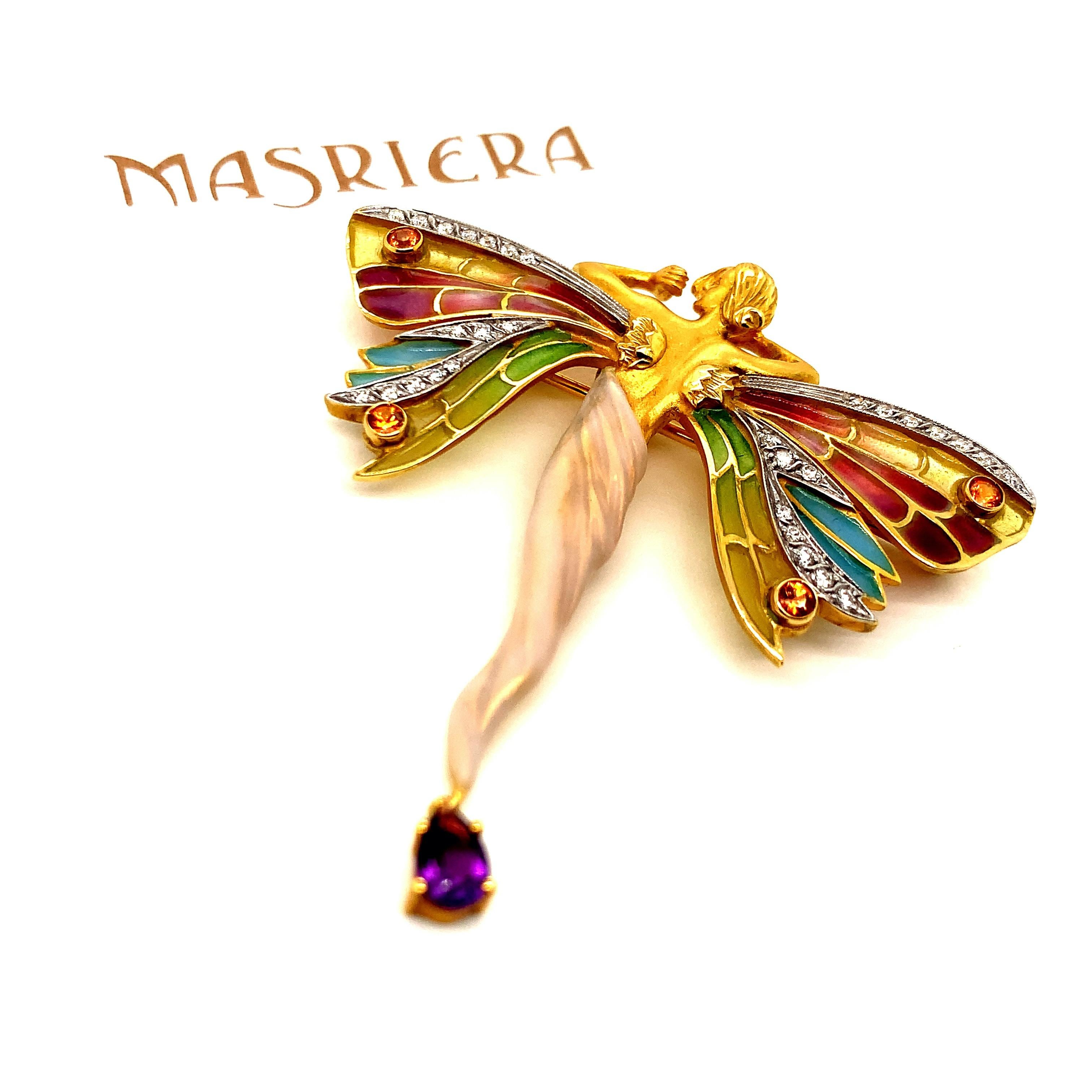 Masriera Nymph Butterfly Brooch In Excellent Condition For Sale In New York, NY
