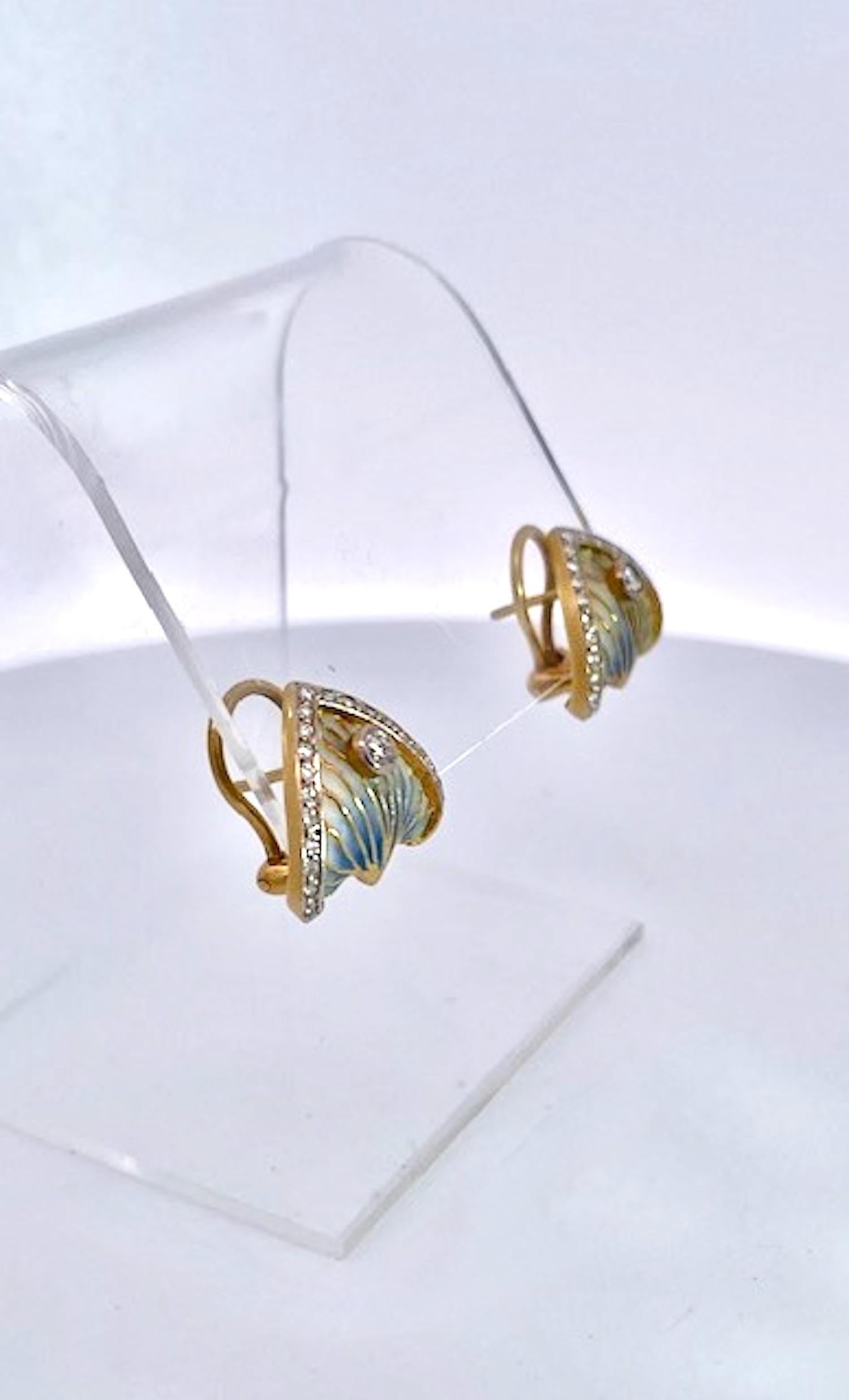 Orecchini Masriera Plique a Jour 18K in vendita 4