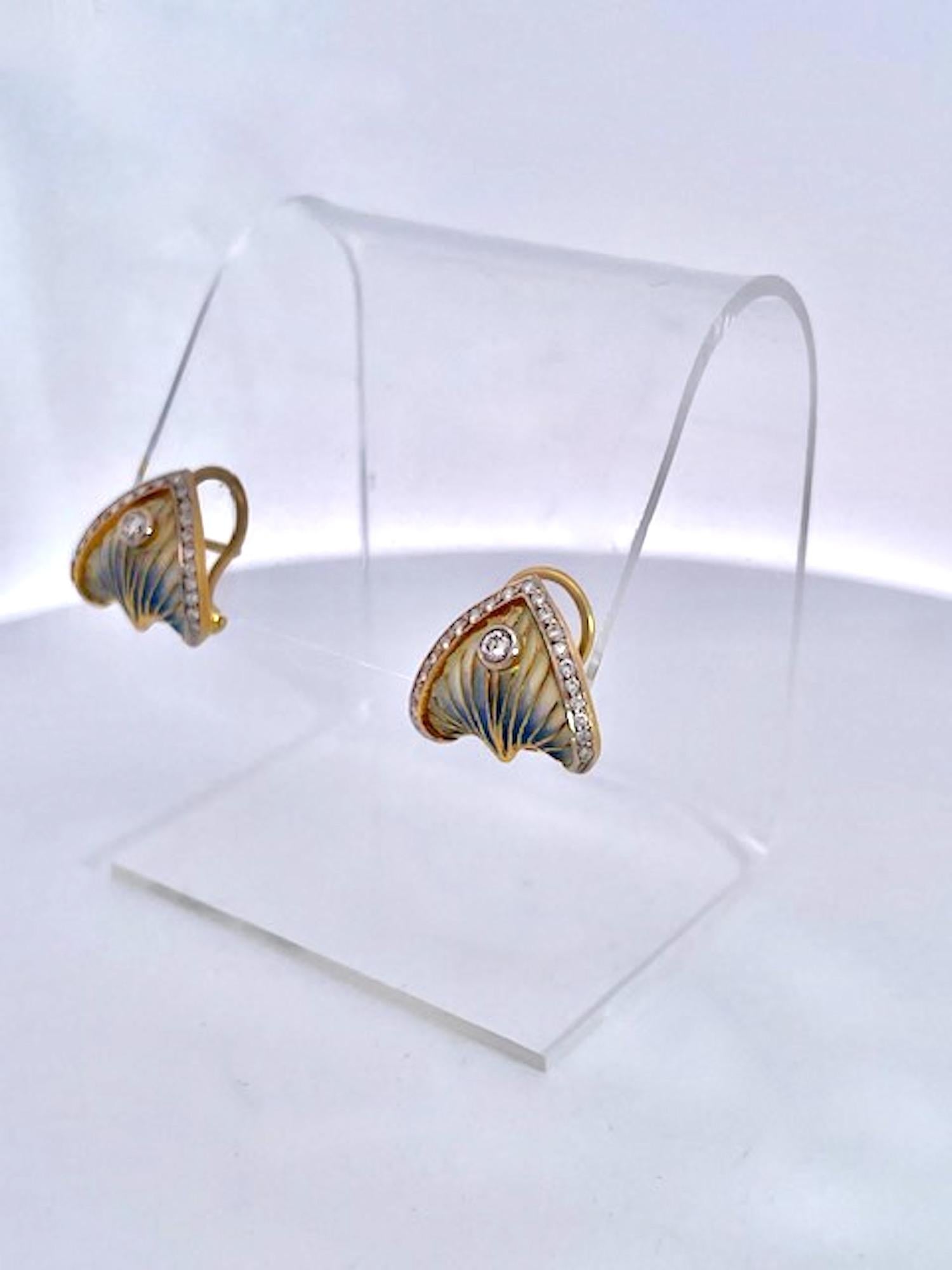 Masriera Plique a Jour Earrings 18K For Sale 5