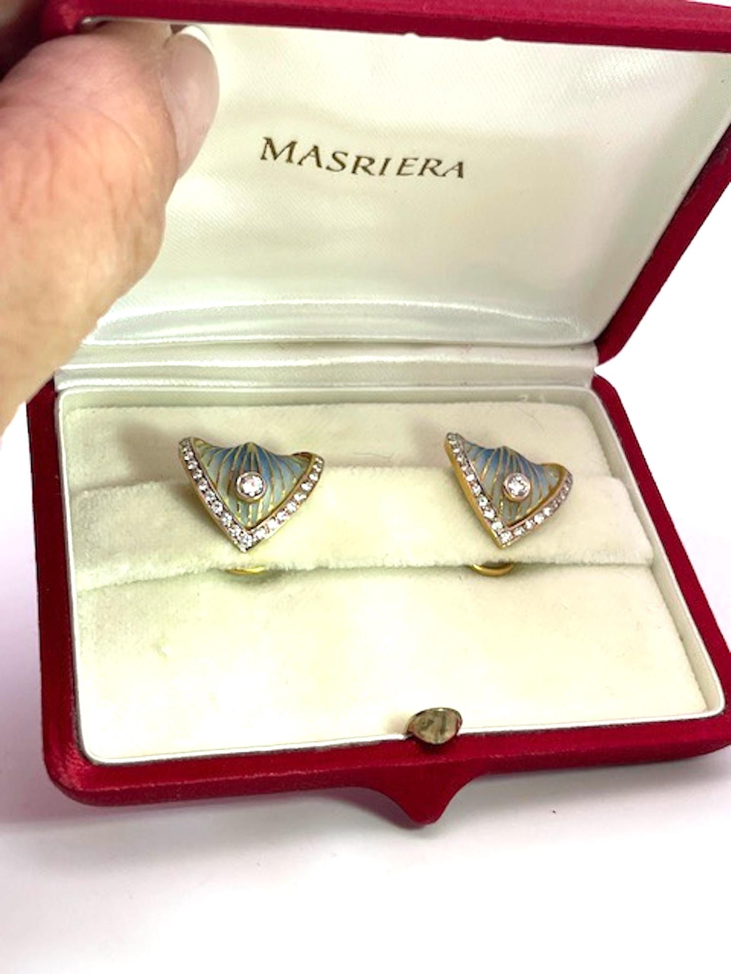 Masriera Plique a Jour Earrings 18K For Sale 7
