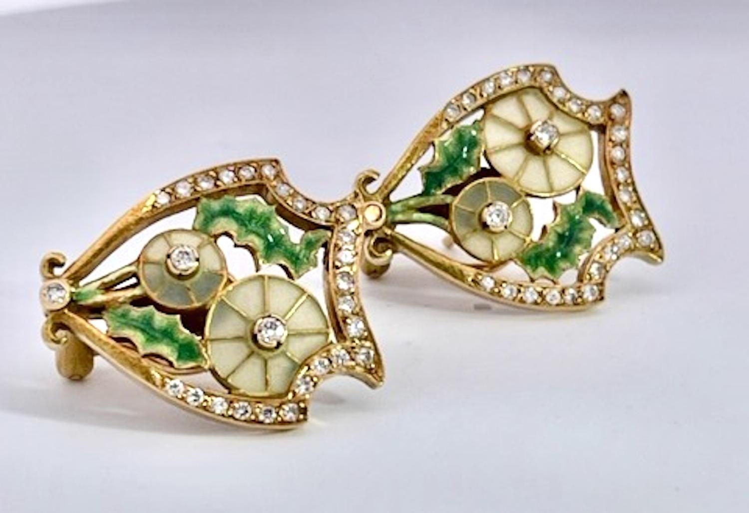 Masriera Plique a Jour Earrings 18K In Excellent Condition In North Hollywood, CA