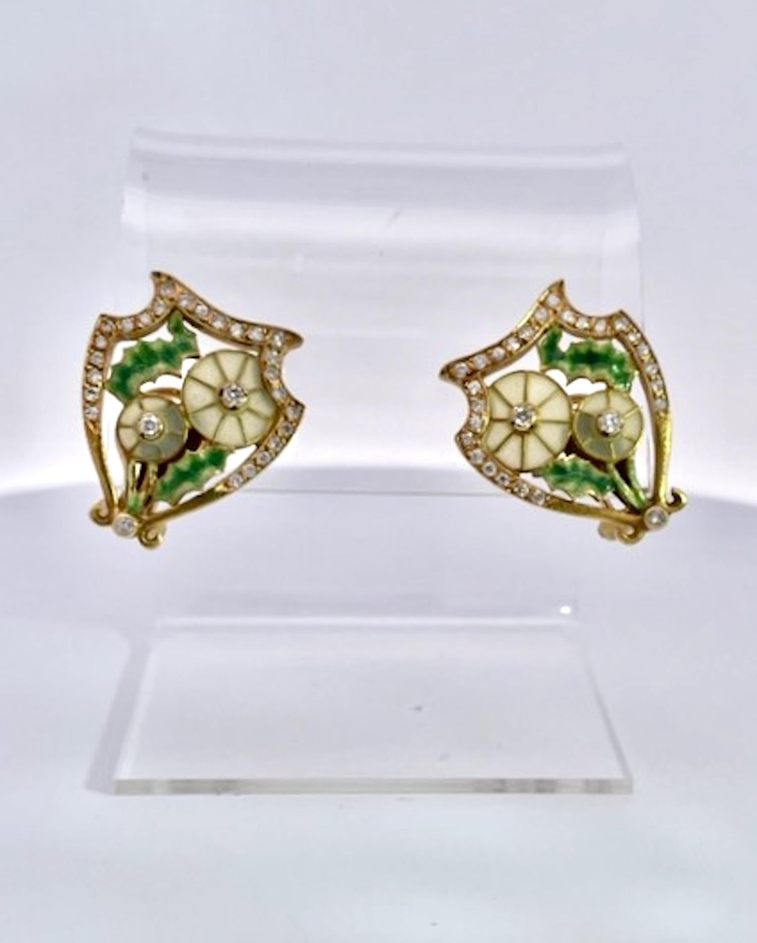 Women's Masriera Plique a Jour Earrings 18K