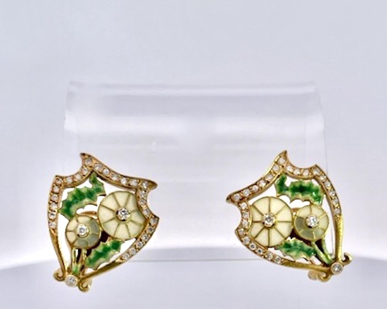 Masriera Plique a Jour Earrings 18K 1