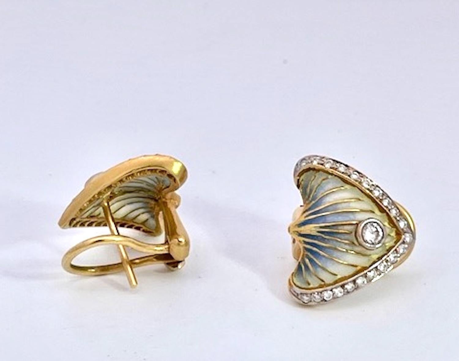 Masriera Plique a Jour Earrings 18K For Sale 1