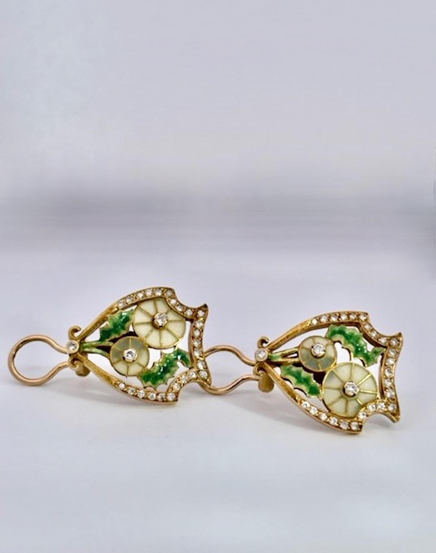 Masriera Plique a Jour Earrings 18K 2