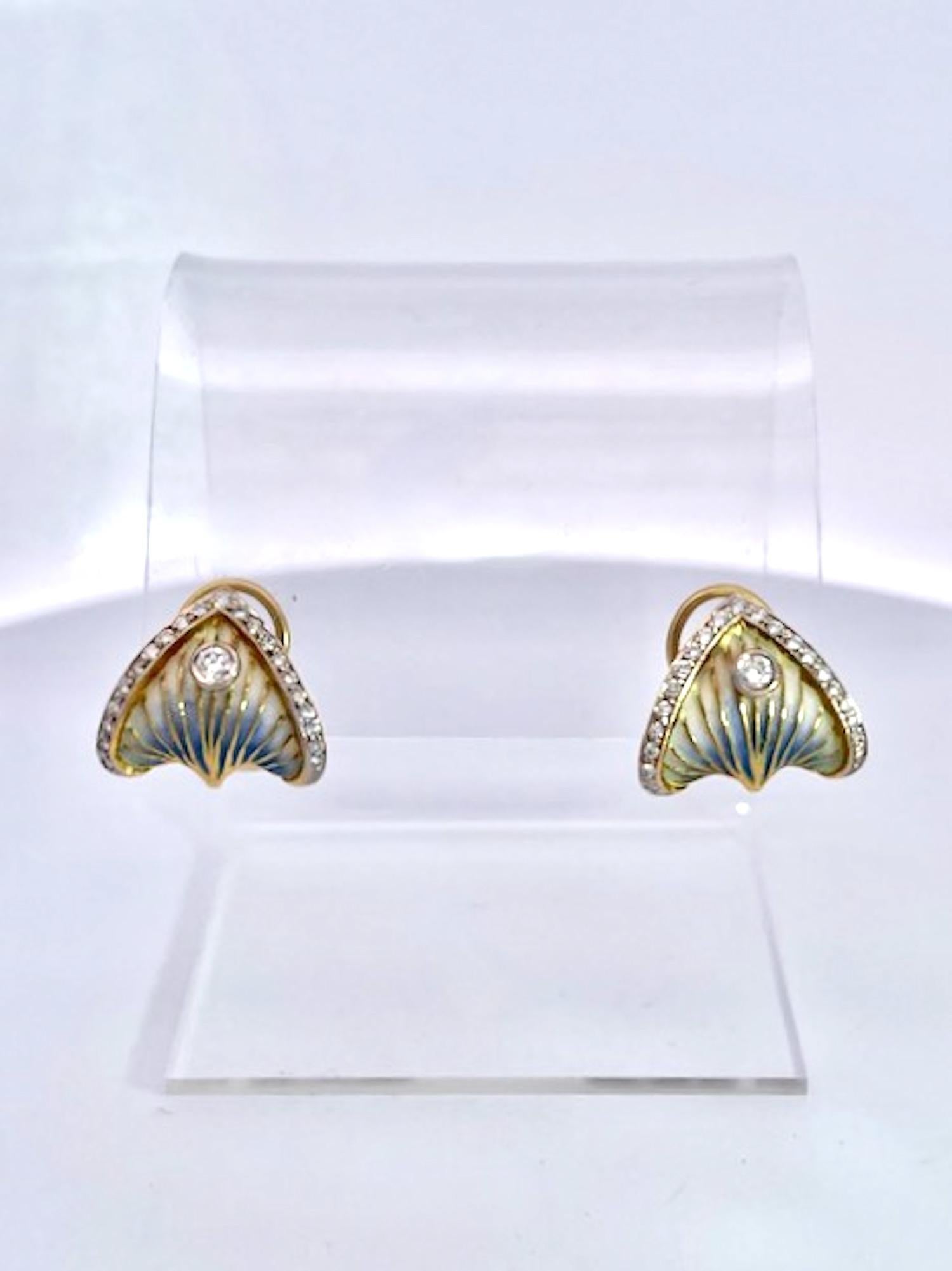 Masriera Plique a Jour Earrings 18K For Sale 3