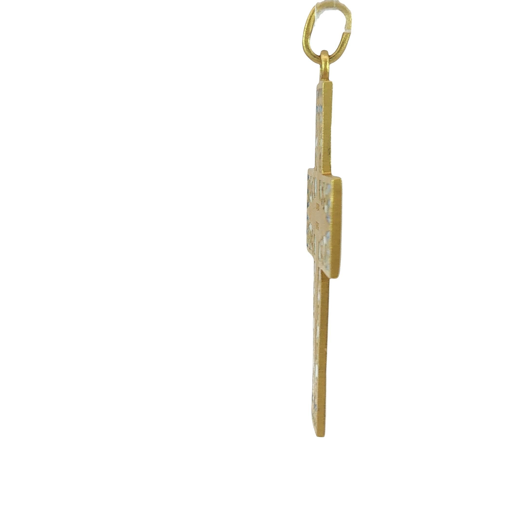 Ciondolo a croce con smalto di Masriera Plique-a-Jour in oro giallo 18 carati in vendita 2