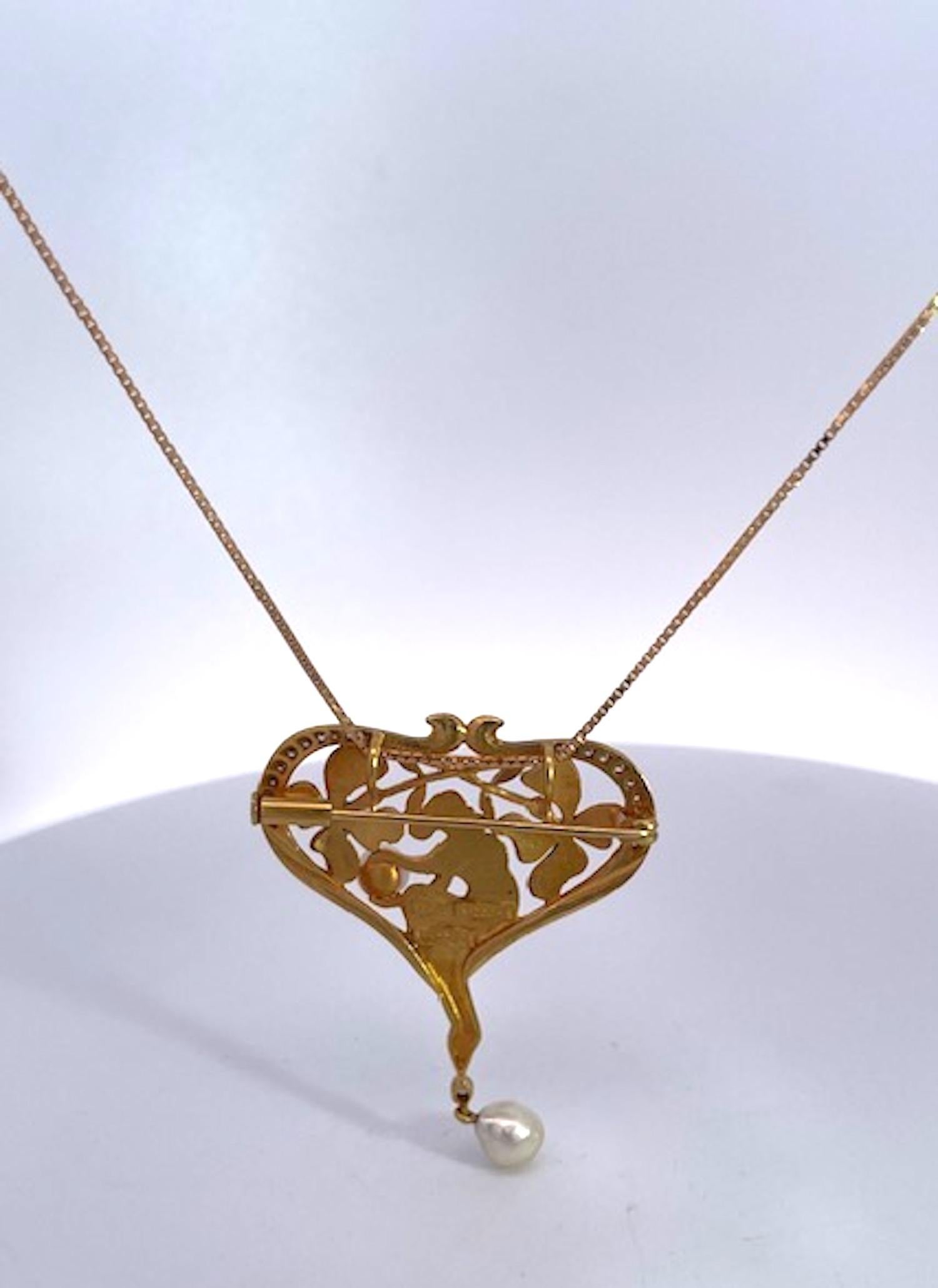 Masriera Plique a Jour Pendant Necklace 18K For Sale 6