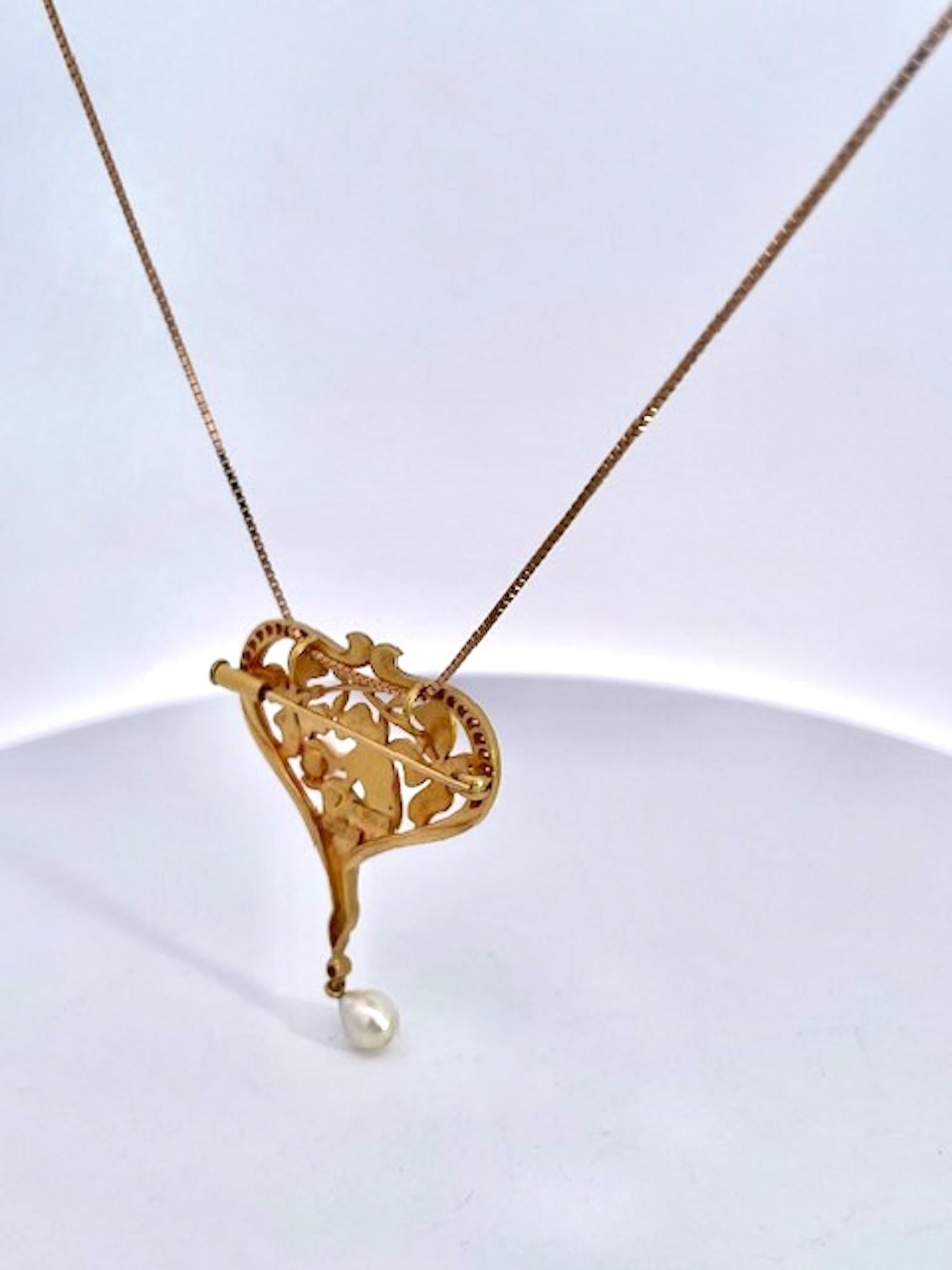 Masriera Plique a Jour Pendant Necklace 18K For Sale 7