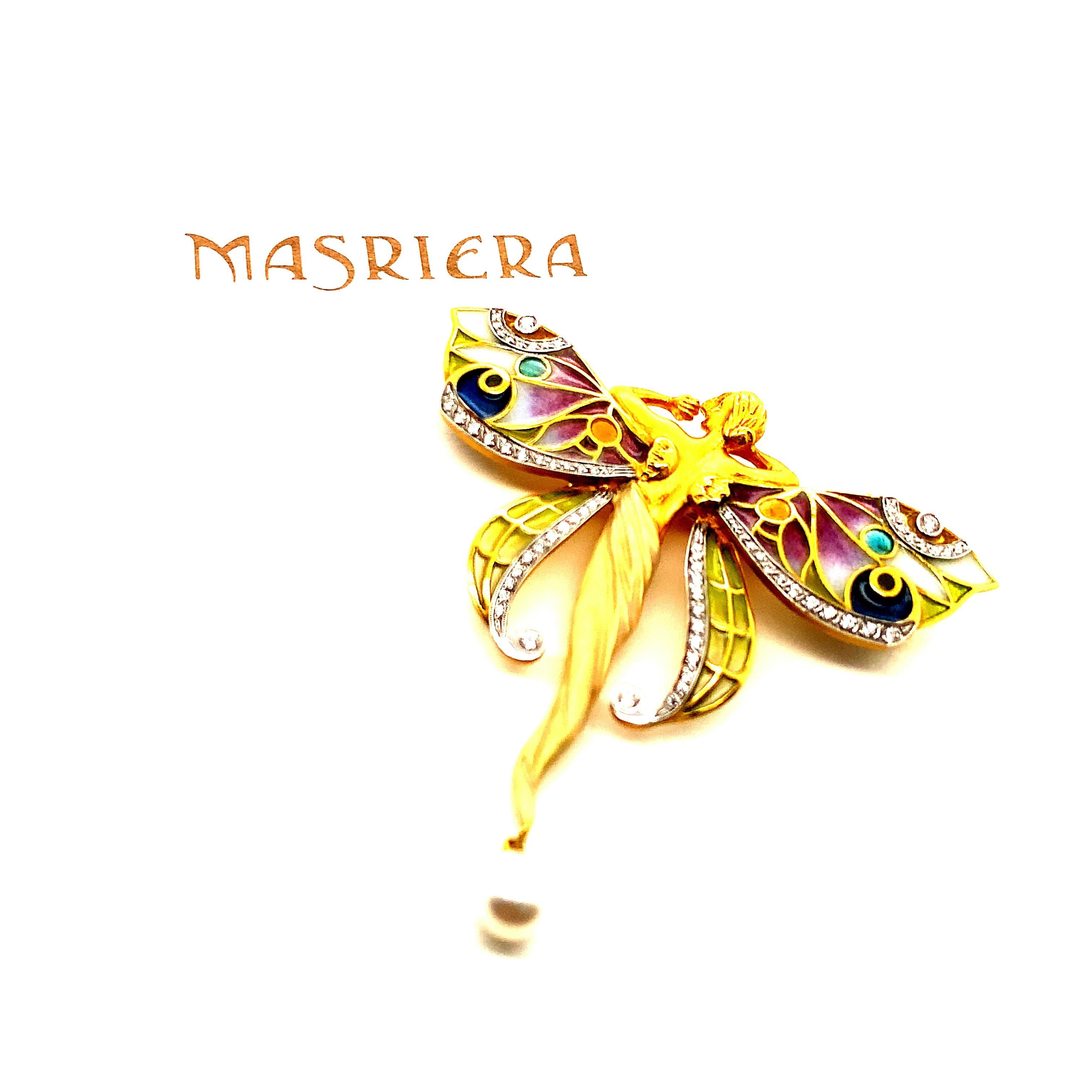 Lila Schmetterlingsbrosche von Masriera im Angebot 1