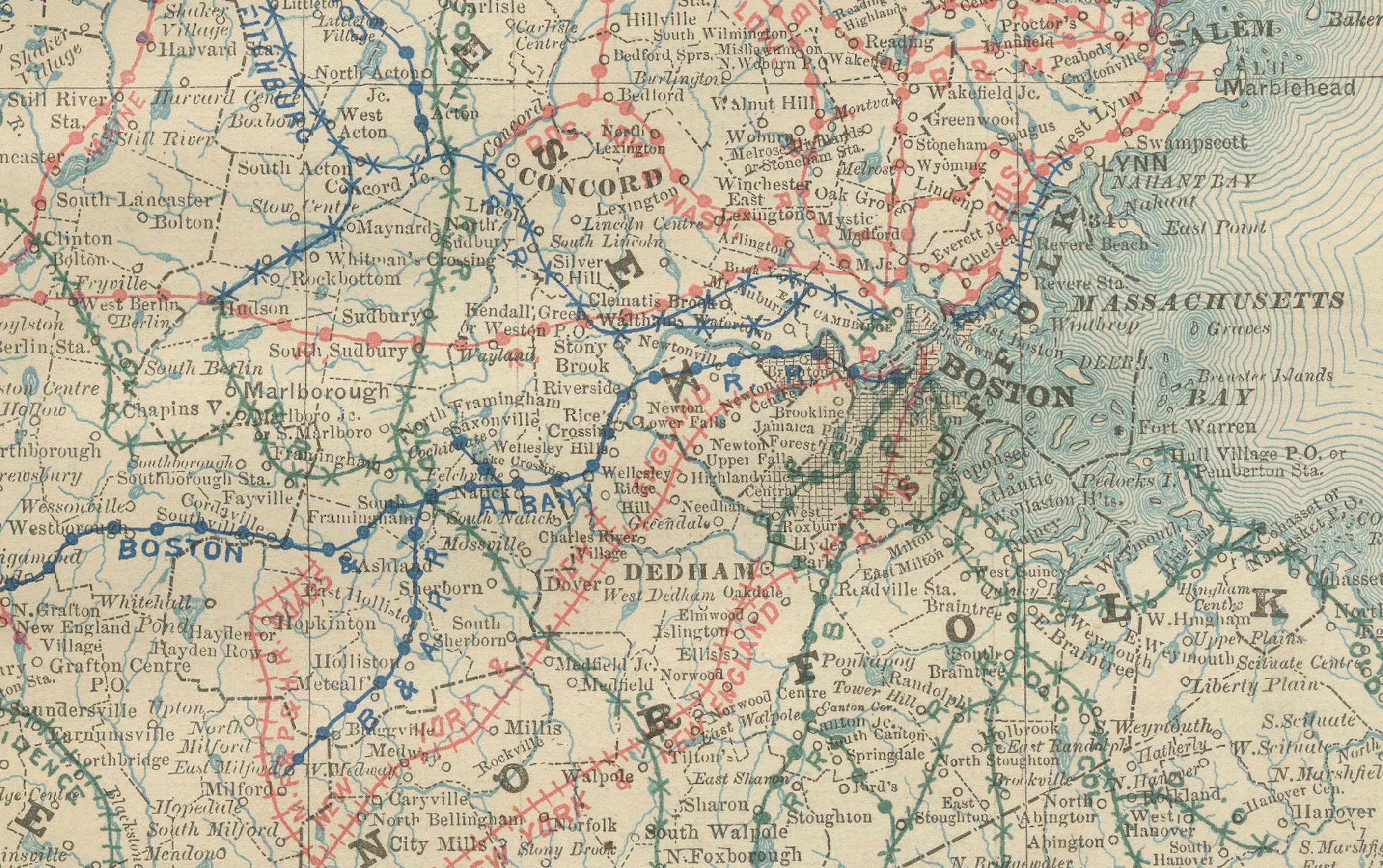 Antique Map of Massachusetts with Boston Inset – Rand McNally, circa 1888

This antique map of Massachusetts was published by Rand, McNally & Co. around 1888. It offers a detailed late 19th-century view of the Commonwealth, including its counties,
