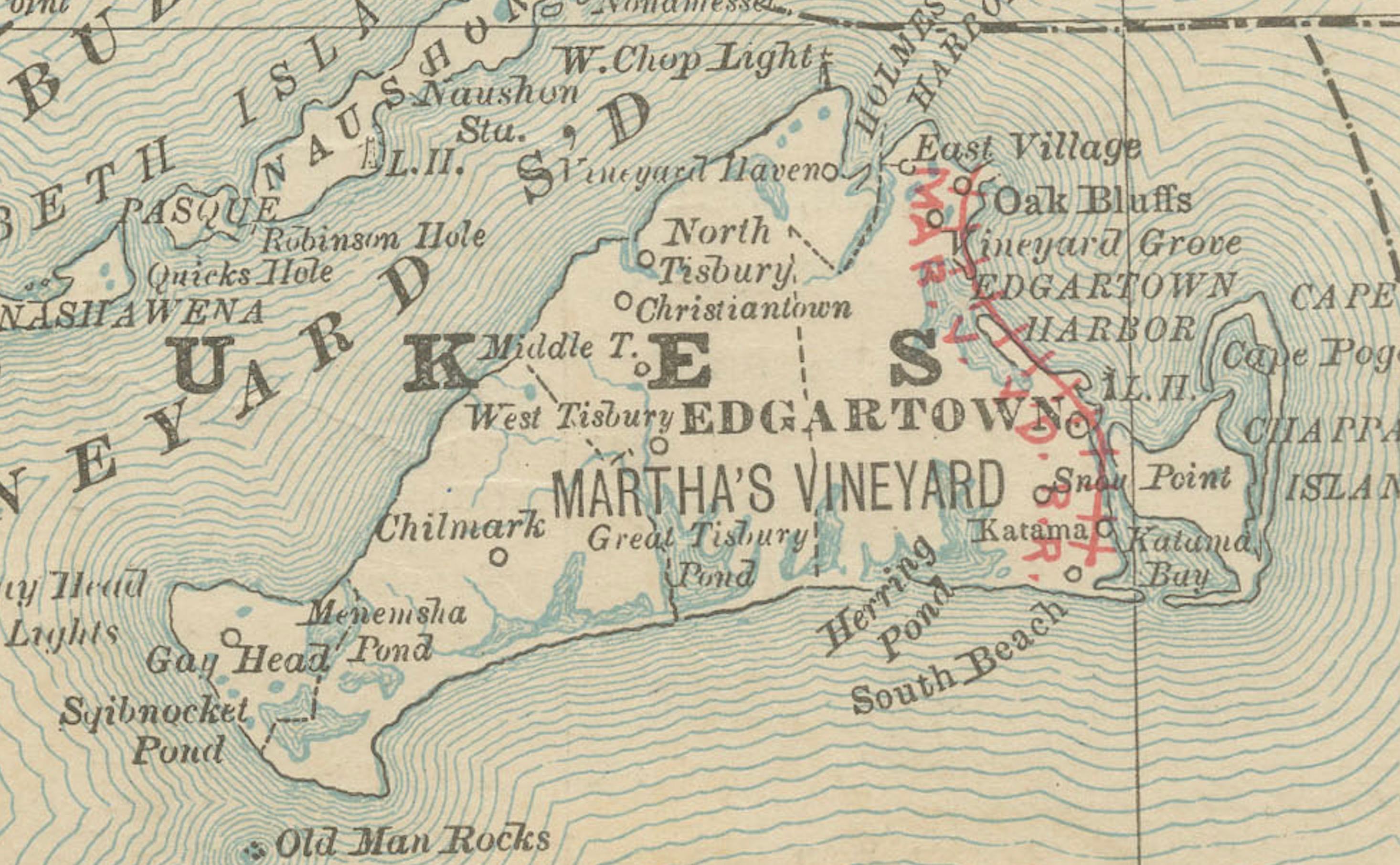 Massachusetts Antique Map c.1888 – The Bay State, Railroads & Boston Inset In Good Condition For Sale In Langweer, NL