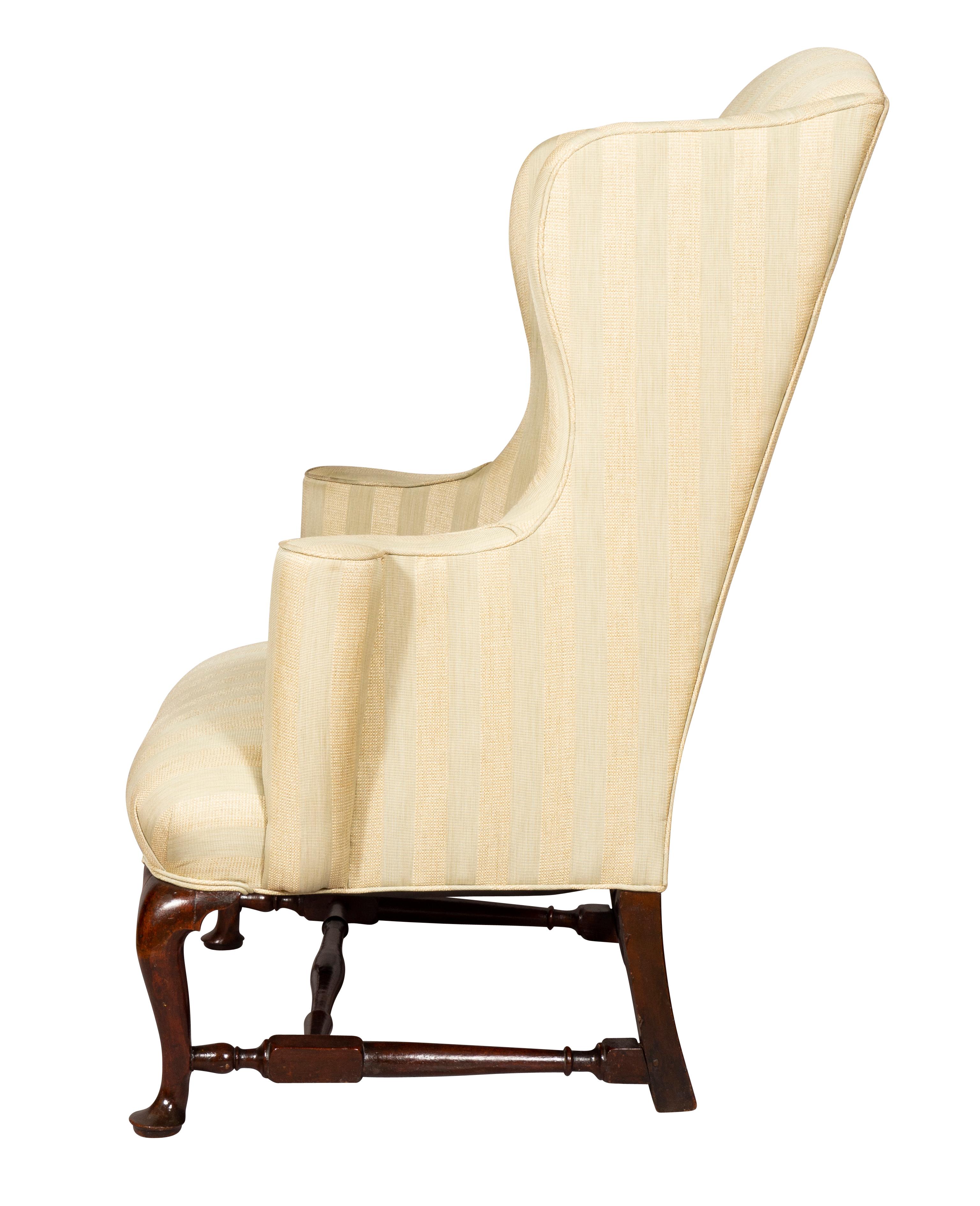 18th Century Massachusetts Queen Anne Mahogany Wing Chair