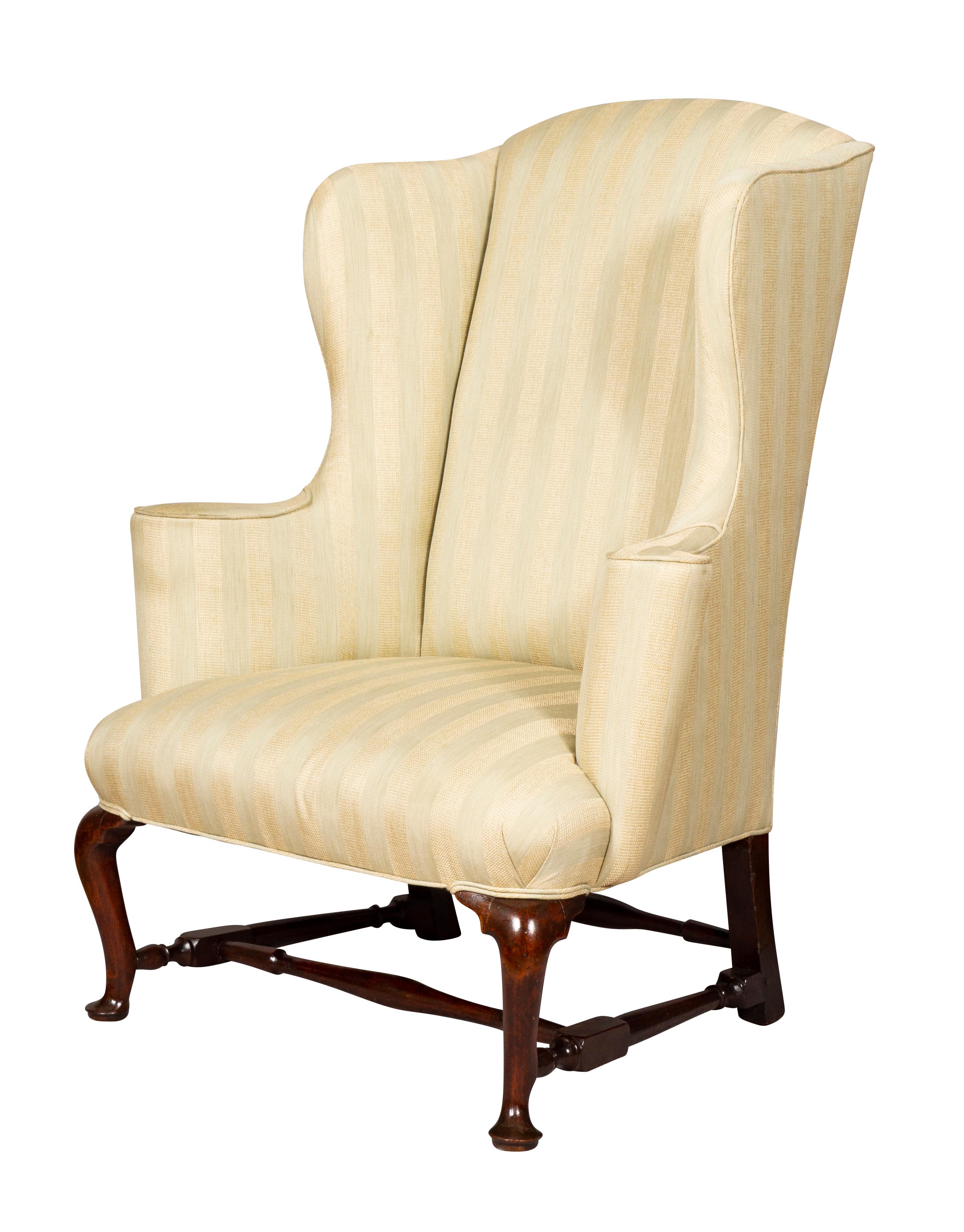Massachusetts Queen Anne Mahogany Wing Chair 1