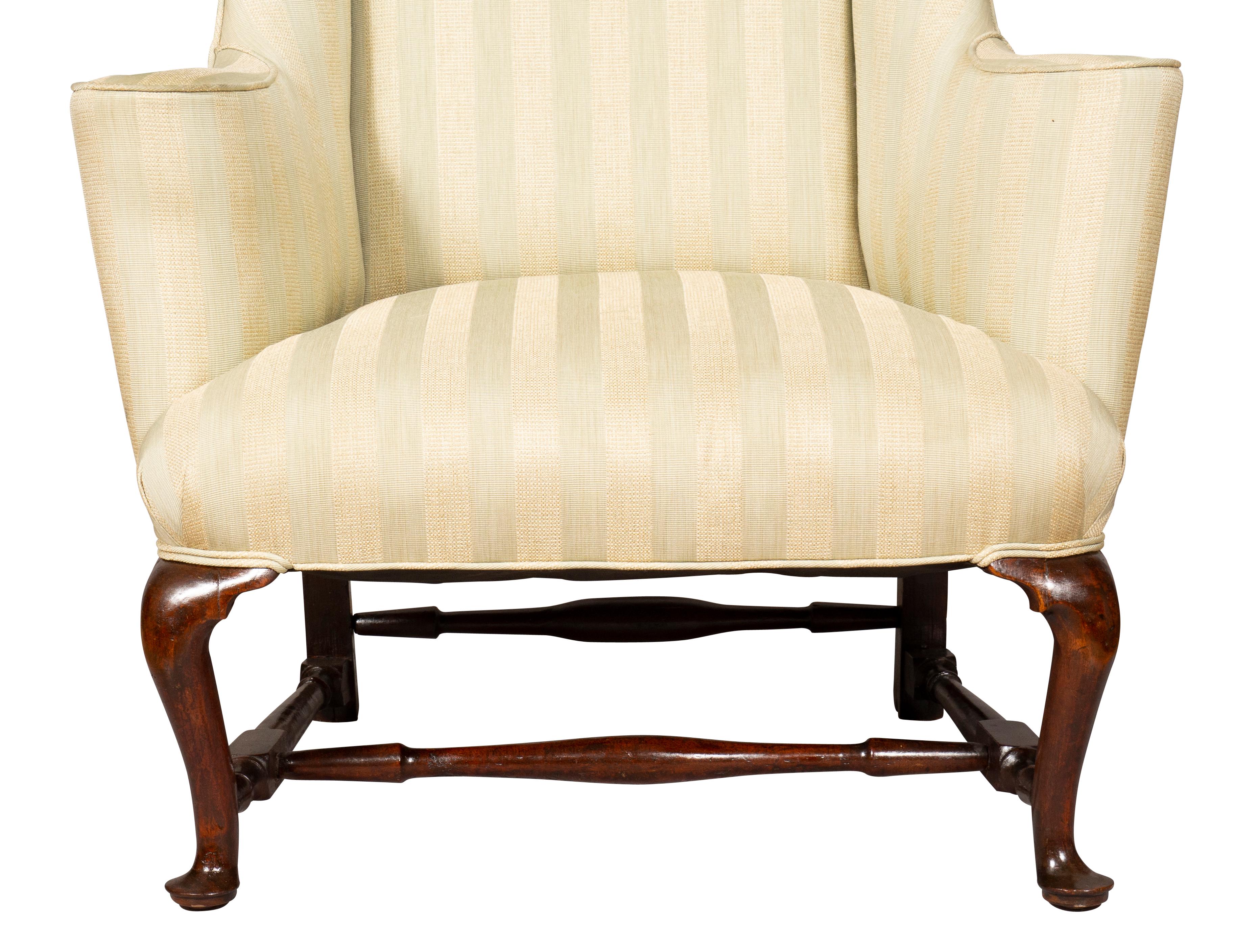 Massachusetts Queen Anne Mahogany Wing Chair 2