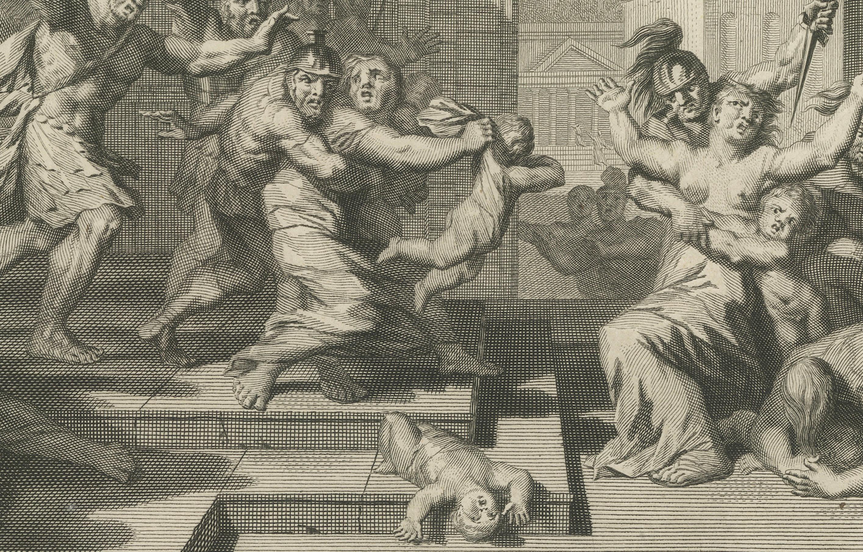 Massaker an den Unschuldigen und Christus unter den Ärzten, Pieter Mortier, um 1700 (Papier) im Angebot