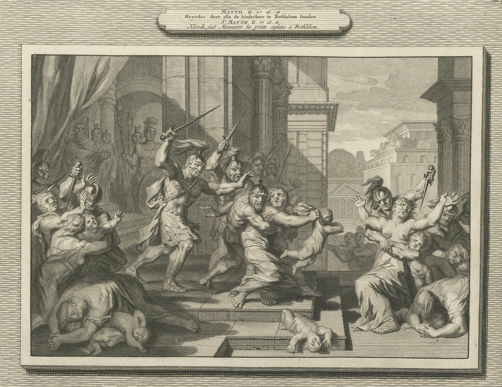 Massaker an den Unschuldigen und Christus unter den Ärzten, Pieter Mortier, um 1700 im Angebot 1