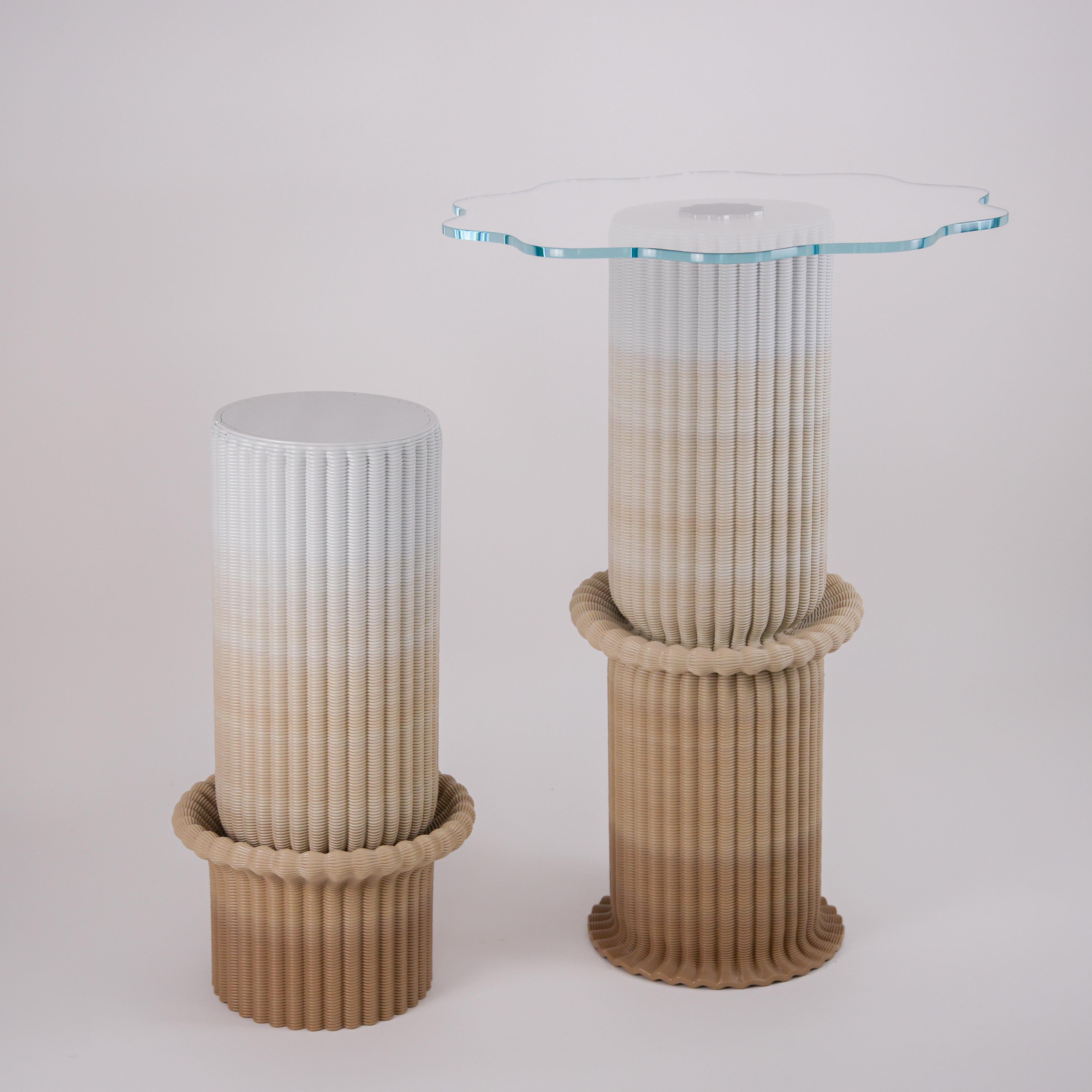 Molded 'Massage' Bistro Table 3D Printed in Green & White Gradient Recycled Plastic For Sale