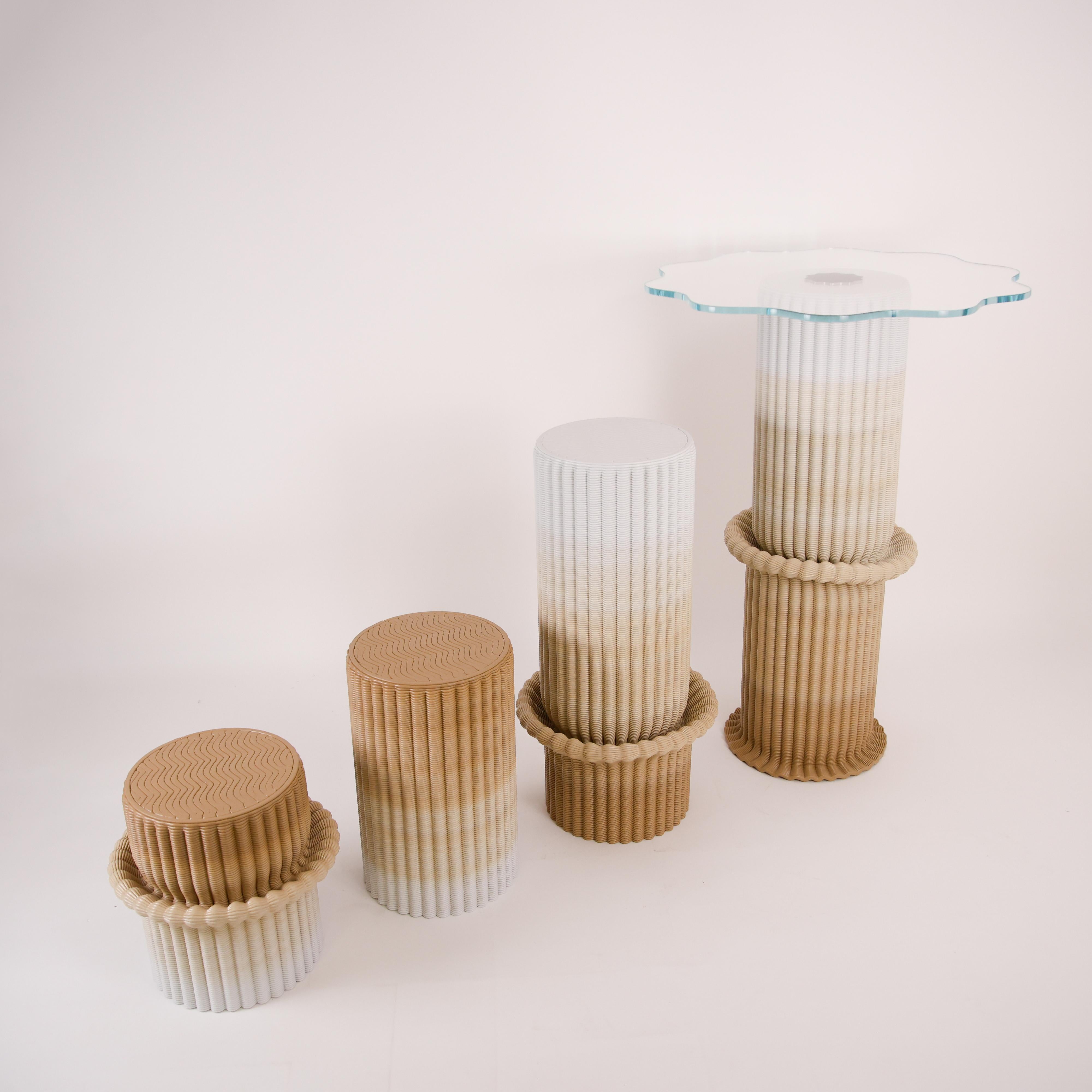 Contemporary 'Massage' Bistro Table 3D Printed in Green & White Gradient Recycled Plastic For Sale