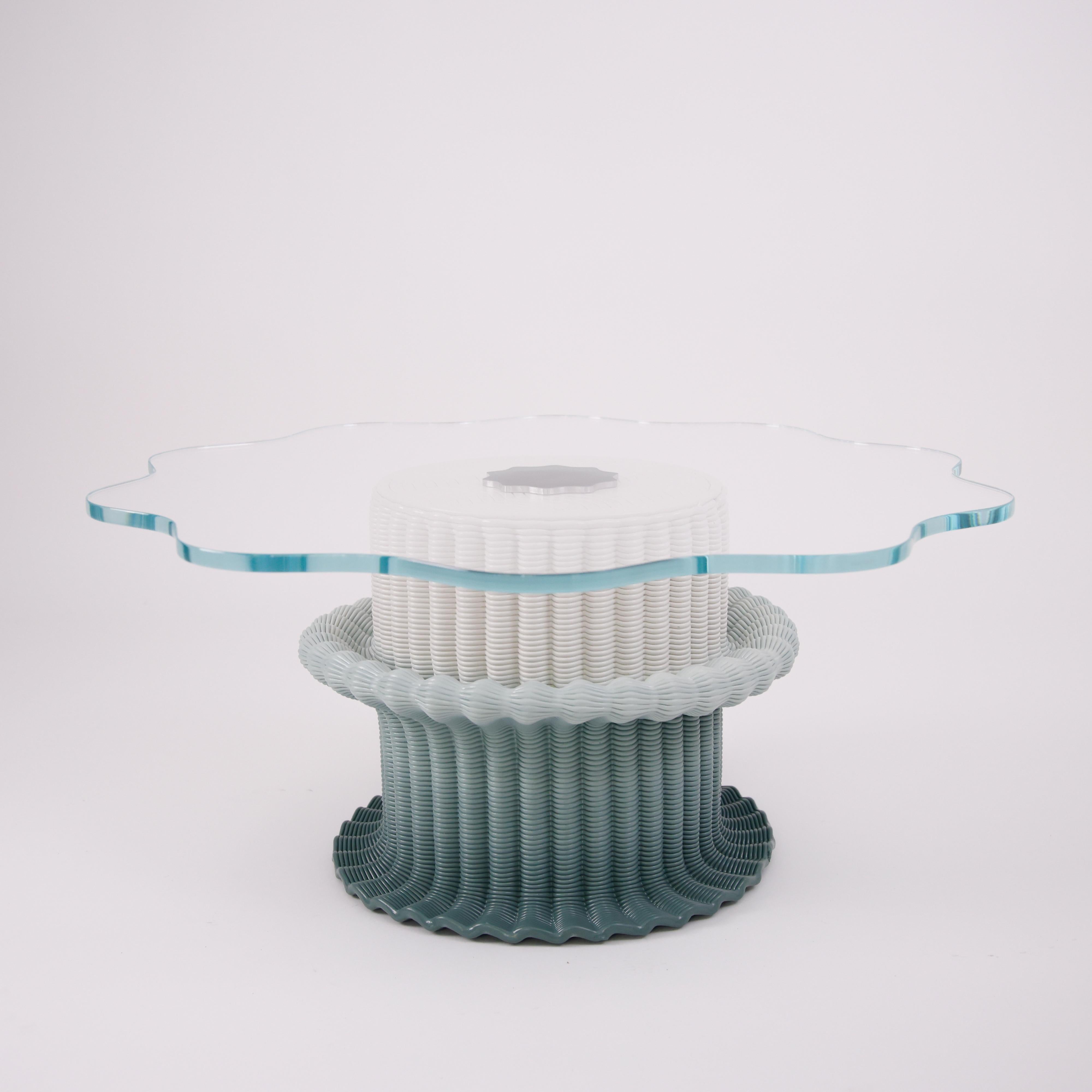 Post-Modern 'Massage' Coffee Table 3D Printed in Green & White Gradient Recycled Plastic For Sale
