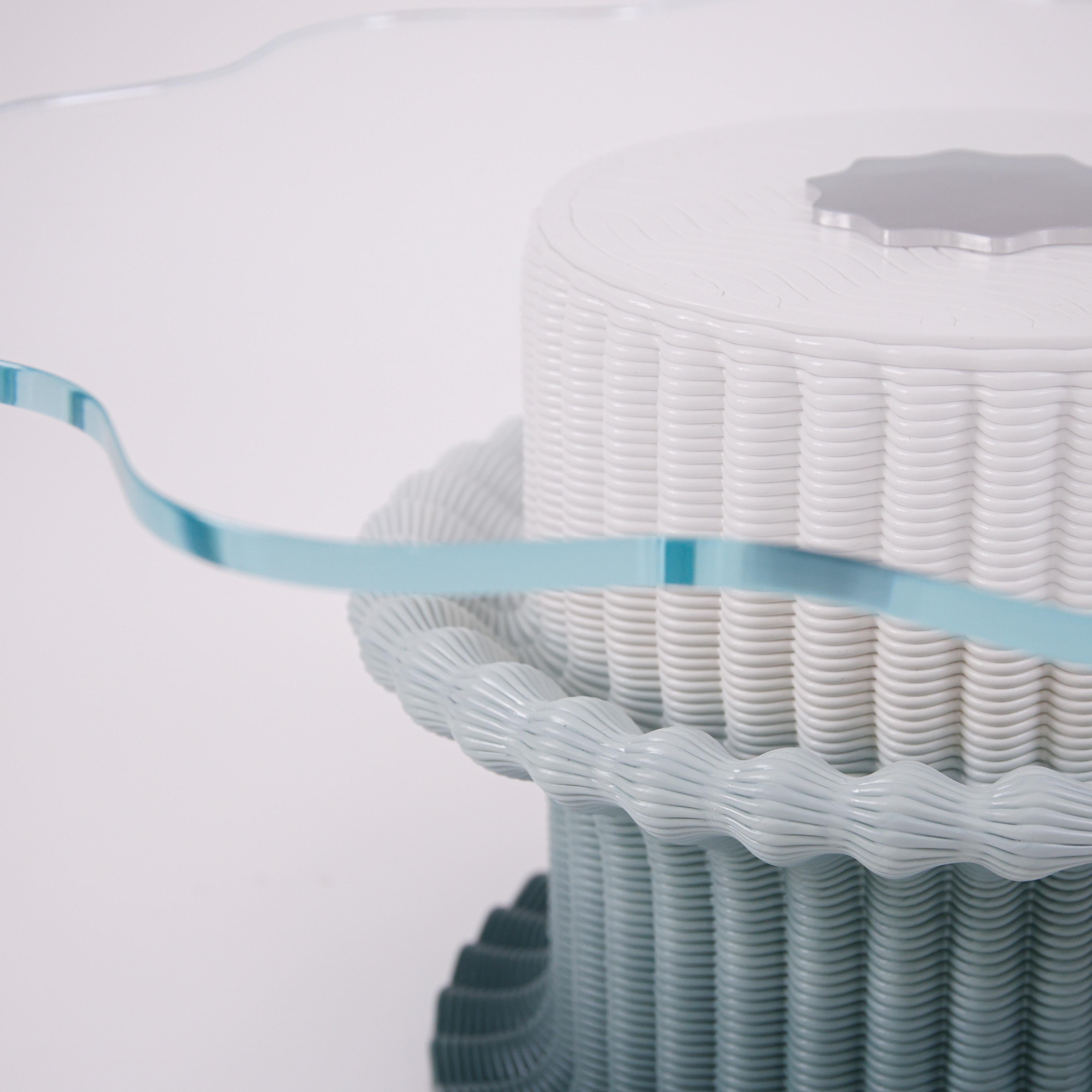 Brazilian 'Massage' Coffee Table 3D Printed in Green & White Gradient Recycled Plastic For Sale